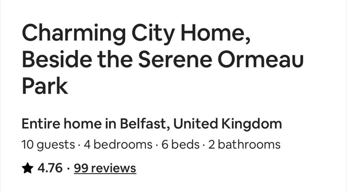 Charming City Home, Beside The Serene Ormeau Park ベルファスト エクステリア 写真